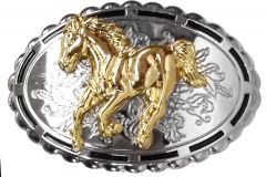 Modestone Metal Mirror Finish Belt Buckle Galloping Horse 3 3/4'' X 2 3/4''