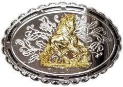Modestone Metal Mirror Finish Belt Buckle Sliding Stop Horse 3 3/4'' X 2 3/4''