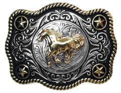 Modestone Metal Alloy Trophy Belt Buckle Galloping Horse 4 1/2'' X 3 1/2''