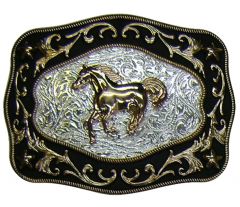 Modestone Metal Alloy Trophy Belt Buckle Galloping Horse 4 1/2'' X 3 1/2''