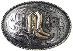 Modestone Antiqued Gun Metal Trophy Belt Buckle Cowboy Boots 3 1/2'' X 2 3/4''