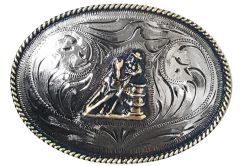 Modestone Gun Metal Belt Buckle Barrel Racing Horse Cowboy 3 1/2'' X 2 3/4''