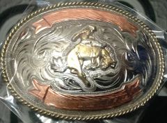 Modestone Antiqued Gun Metal Trophy Belt Buckle Bucking Bronco Horse, 4'' X 3''