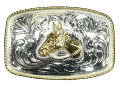 Modestone Nickel Silver Trophy Belt Buckle Horse Head 4 1/4'' X 3''