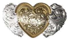 Modestone Nickel Silver Trophy Belt Buckle 3 Hearts 4'' X 2 