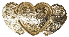 Modestone Nickel Silver Trophy Belt Buckle 3 Hearts 4'' X 2 