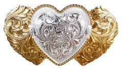 Modestone Nickel Silver Trophy Belt Buckle 3 Hearts 4'' X 2 