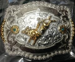 Modestone Nickel Silver Trophy Belt Buckle Bull Rider Cowboy Rodeo 4'' X 3 