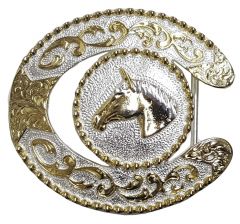 Modestone Nickel Silver Trophy Belt Buckle Horse Head 4'' X 3 1/4''