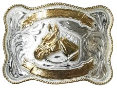 Modestone Nickel Silver Trophy Belt Buckle Horse Head 4'' X 3''
