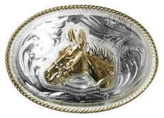 Modestone Nickel Silver Trophy Belt Buckle Horse Head 3 1/2'' X 2 3/4''