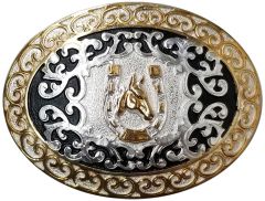 Modestone Metal Alloy Trophy Belt Buckle Horse Horseshoe 5'' X 3 3/4''