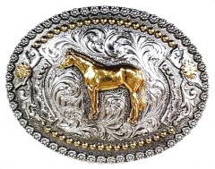 Modestone Metal Alloy Trophy Belt Buckle Standing Horse 4'' X 3''