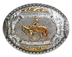 Modestone Gun Metal Trophy Belt Buckle Horse Riding Cowboy's Pleasure 4'' X 3''