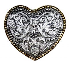 Modestone Gun Metal Trophy Belt Buckle Heart 4 X Diamond-like stones Gold Silver