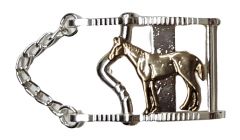 Modestone Metal Alloy Trophy Belt Buckle Chain Standing Horse 2 1/2'' X 1 