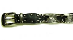 Modestone Men's Trucker'S Favorite Metal Leather Belt 1.5'' Width Silver