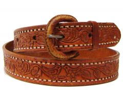 Modestone Boy's Extra Small Sizes Embossed Leather Belt 1" Width Tan