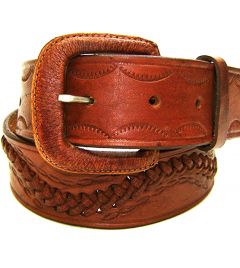 Modestone Men's Embossed Snake Braid Leather Belt 1.5'' Width Brown