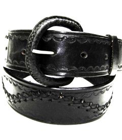 Modestone Men's Embossed Snake Braid Leather Belt 1.5'' Width Black