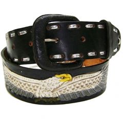 Modestone Men's Hand Painted Arrow Braid Leather Belt 1.5'' Width Black