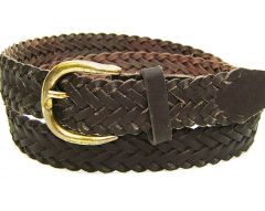 Modestone Men's Braid Leather Belt 1.5'' Width Brown