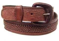 Modestone Embossed Wide Thick Braid Leather Belt 1.5'' Width Brown