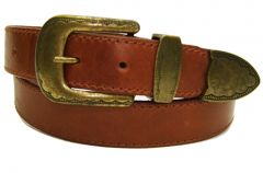 Modestone Men's Leather Belt Metal Buckle, Loop Belt Tip 1.5'' Width Tan