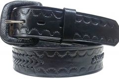 Modestone Arrow Braid Leather Belt 1.5'' Width Black