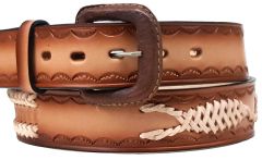 Modestone Double & Scorpion Braid Leather Belt 1.5'' Width Beige