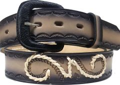 Modestone Double & Filigree Braid Leather Belt 1.5'' Width Grey