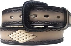 Modestone Double & Diamond Braid Leather Belt 1.5'' Width Grey