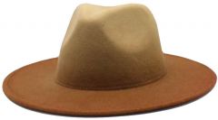 Modestone Wide Brim Pinched Fedora Hat ''Felt Feel'' Gradient Brown Adjustable