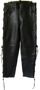 Modestone Men's Leather Pants Adjustable Lacing Jeans Style 36 Black