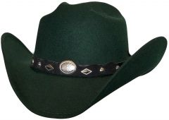 Modestone ''Faux Felt'' Cowboy Hat Concho Hatband Green
