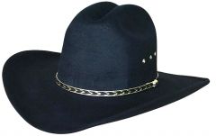 Modestone ''Faux Felt'' Wide Brim Cowboy Hat Cattleman Black