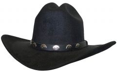 Modestone Kids ''Faux Felt'' Wide Brim Cowboy Hat Cattleman Concho Hatband