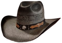 Modestone Wide Brim Straw Cowboy Hat Bangora Breezer Grey