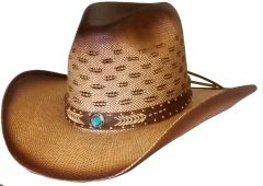 Modestone Wide Brim Straw Cowboy Hat Breezer Beige