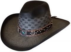 Modestone Wide Brim Straw Cowboy Hat Breezer Grey