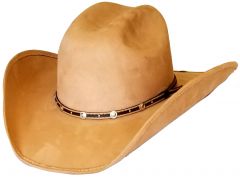 Modestone Unisex "Felt Feel" Wide Brim Cowboy Hat Beige