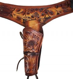 Modestone 22 Cal Left Handed Western Leather Holster Gun Belt Rig Revolver