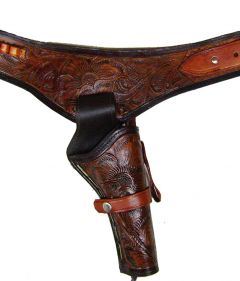 Modestone 44/45 Handmade Western Leather Holster Gun Belt Rig Revolver Tan