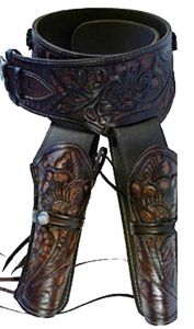 Modestone 44/45 Western Leather Double Holster Gun Belt Rig Revolver Brown