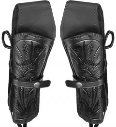 Modestone Western Leather 2 X Revolver Holsters for Gun Belt Hand Tooled