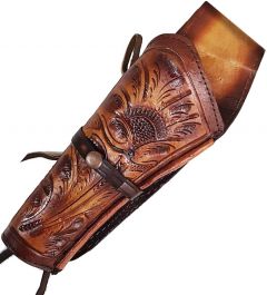 Modestone Western Leather Left Handed Revolver Holster for Gun Belt Beige