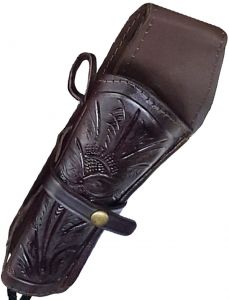 Modestone Western Leather Left Handed Revolver Holster for Gun Belt Brown