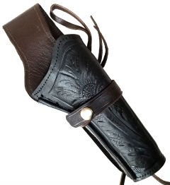 Modestone Western Leather Right Handed Revolver Holster for Gun Belt Brown & Black