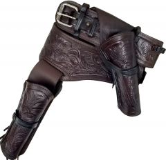 Modestone 22 Cal Western RIGHT Cross Draw Double Holster Gun Belt Rig Leather