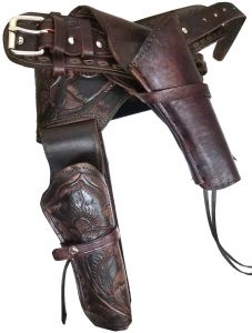 Modestone 44/45 Western RIGHT Cross Draw Double Holster Gun Belt Rig Leather